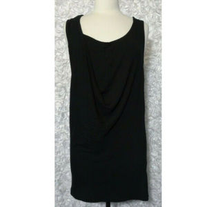 Vince Size M Black Asymmetric Drape Front Tunic Top